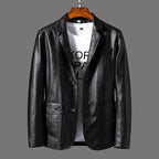 Men’s Leather Lapel Jacket – Stylish Thin Autumn & Winter Outerwear for a Classic Look