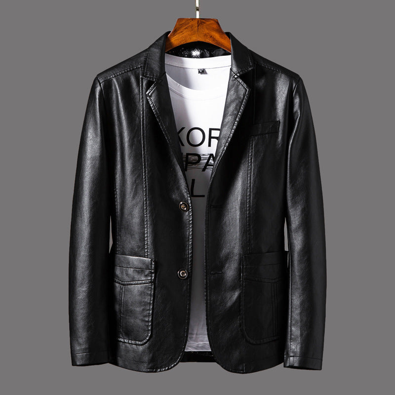 Men’s Leather Lapel Jacket – Stylish Thin Autumn & Winter Outerwear for a Classic Look