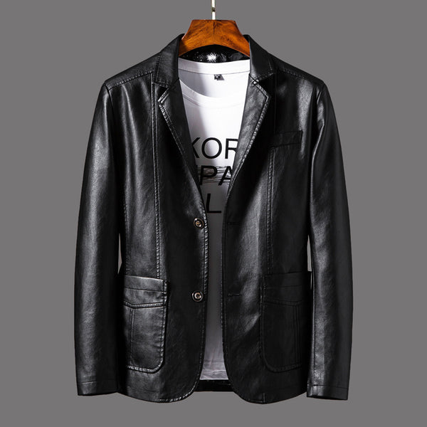 Men’s Leather Lapel Jacket – Stylish Thin Autumn & Winter Outerwear for a Classic Look