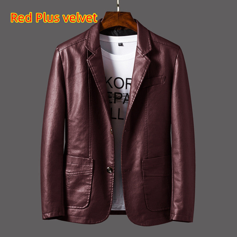 Men’s Leather Lapel Jacket – Stylish Thin Autumn & Winter Outerwear for a Classic Look
