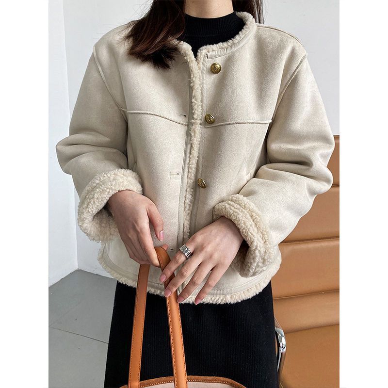 Women’s Lamb Plush Fur Coat – Thick Winter Idle Style Faux Fur Jacket for Cozy Warmth