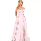 Women’s Solid Color Slim Fit Hollow Shoulder Dress – Elegant Bridesmaid & Party Long Dress