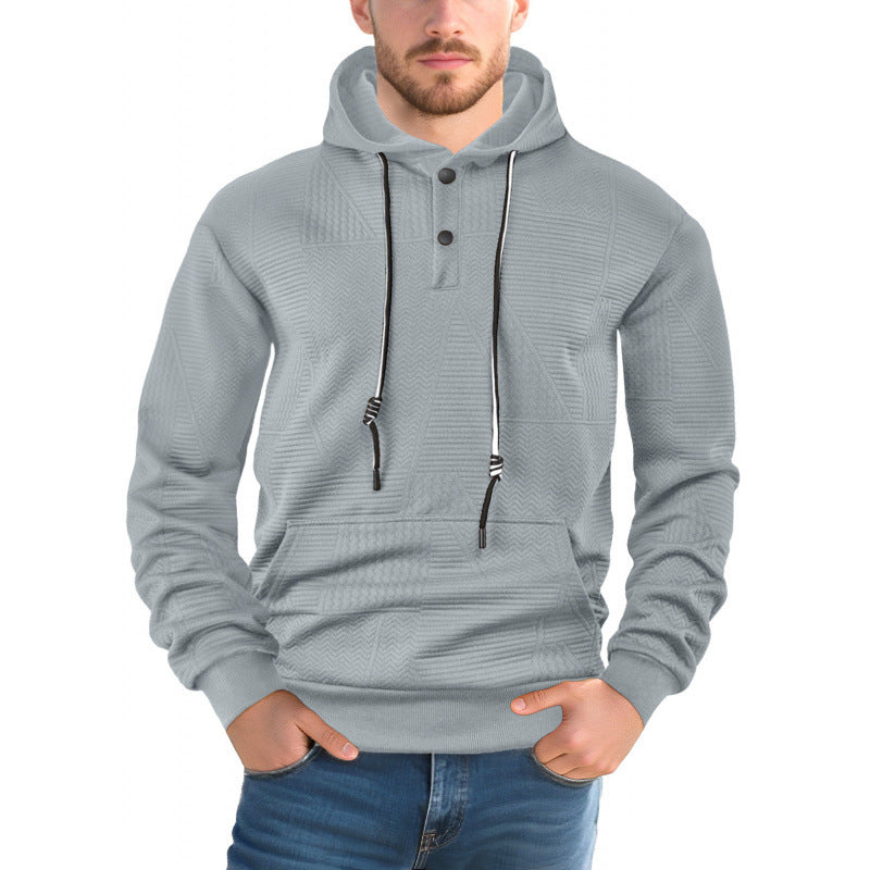 Men’s Pullover Solid Color Hoodie – Casual Sports Loose Long Sleeve Hooded Sweatshirt