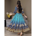 Women’s Bohemian Embroidered Maxi Dress – Square Neck 3/4 Sleeve Flowy Ethnic Style Party Dress