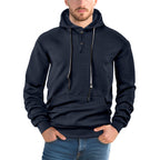 Men’s Pullover Solid Color Hoodie – Casual Sports Loose Long Sleeve Hooded Sweatshirt