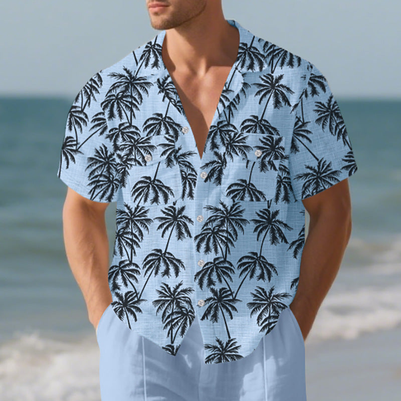 Men’s European & American Beach Shirt – Casual Short Sleeve Summer Top