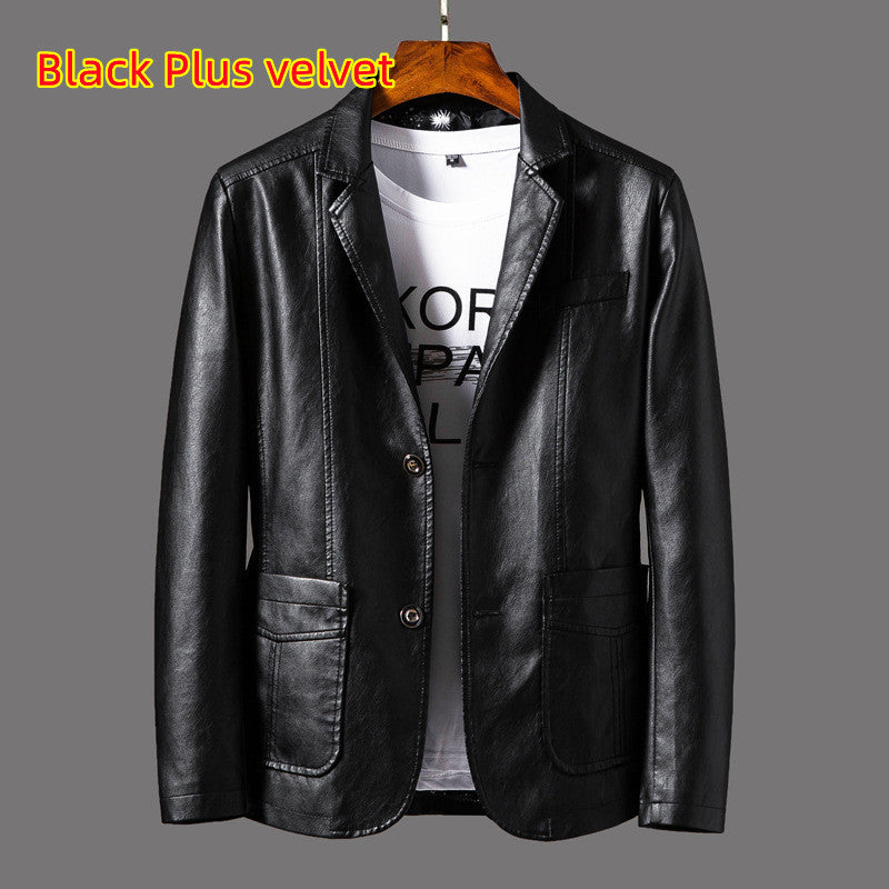 Men’s Leather Lapel Jacket – Stylish Thin Autumn & Winter Outerwear for a Classic Look
