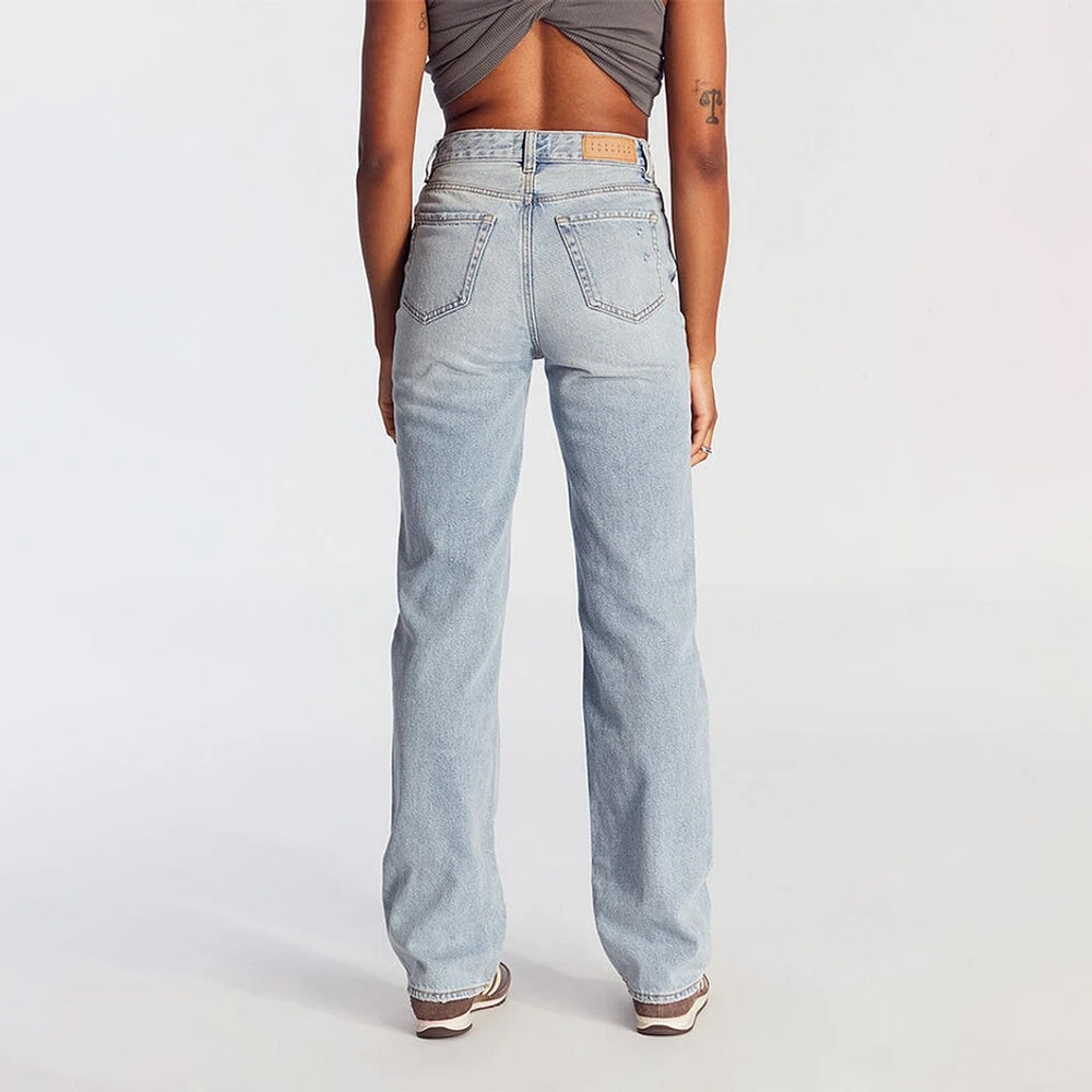 Women’s High-Waist Wide-Leg Jeans – Center-Pleat Full-Length Cotton Denim for All Seasons