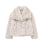 Women’s Winter Plush Coat – Thick Warm Fluffy Lapel Jacket for Casual & Chic Outfits