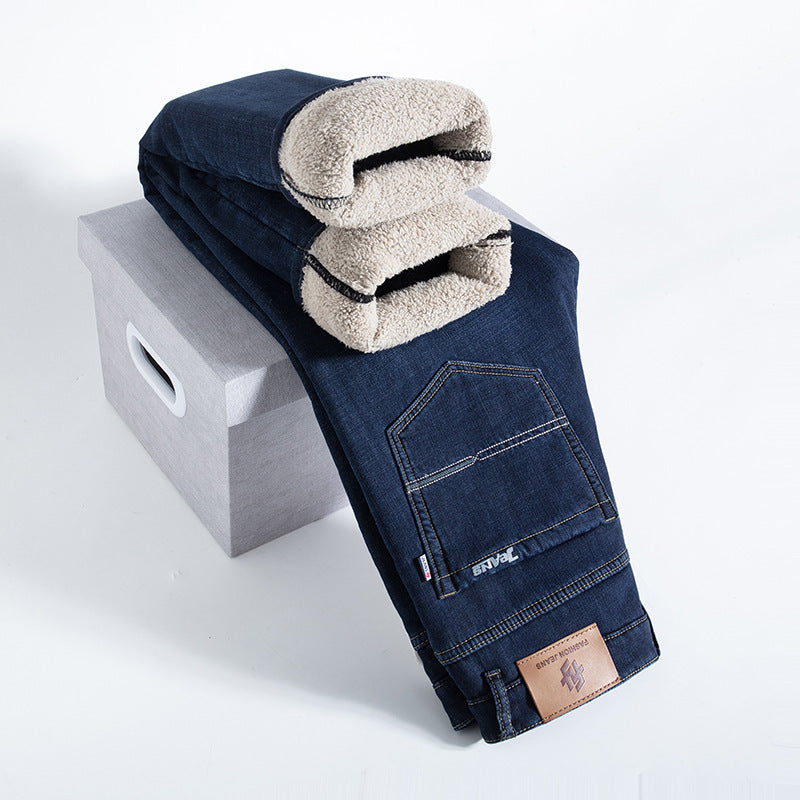 Men’s Fleece-Lined Padded Jeans – Thick Warm Winter Denim Pants for Cold Weather Comfort