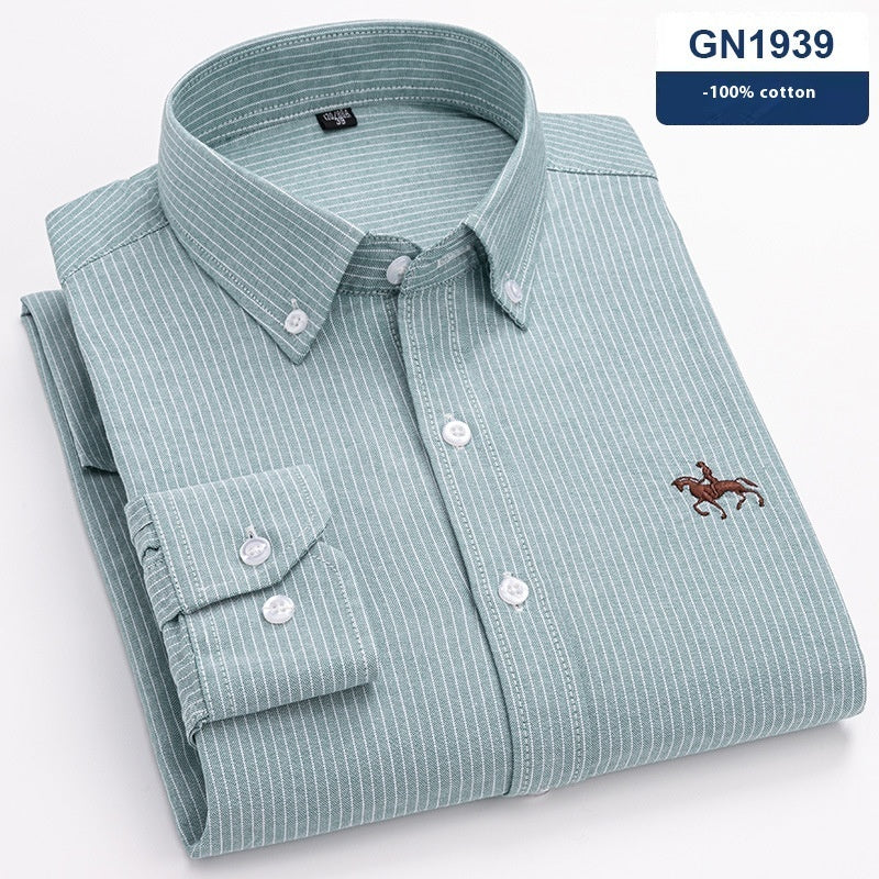 Men’s Cotton Long-Sleeved Casual Shirt – Soft Breathable Everyday Button-Down Top