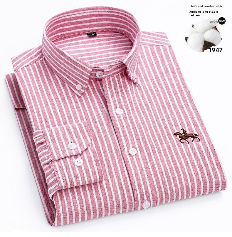 Men’s Cotton Long-Sleeved Casual Shirt – Soft Breathable Everyday Button-Down Top