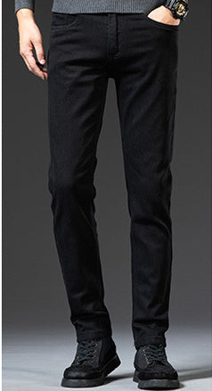 Men’s Slim Fit Elastic Straight Jeans – Stretch Denim Pants for Everyday Comfort & Style