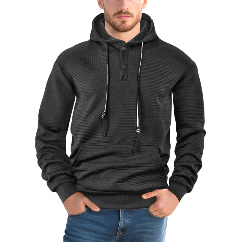 Men’s Pullover Solid Color Hoodie – Casual Sports Loose Long Sleeve Hooded Sweatshirt