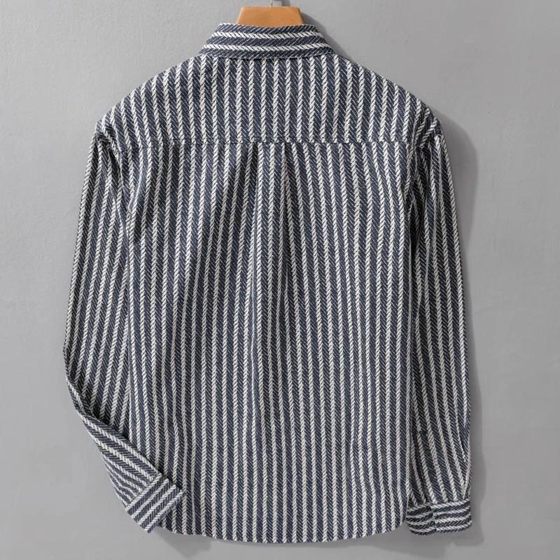 Men’s Spring Striped Shirt Jacket – Personalized Casual Collar Outerwear