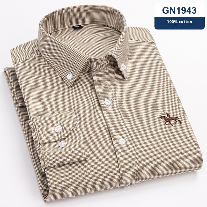 Men’s Cotton Long-Sleeved Casual Shirt – Soft Breathable Everyday Button-Down Top