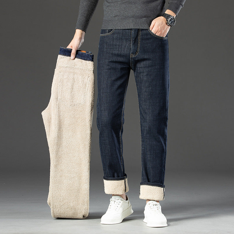 Men’s Fleece-Lined Padded Jeans – Thick Warm Winter Denim Pants for Cold Weather Comfort