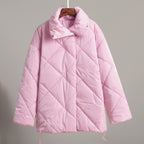 Women’s Baggy Matte Glossy Lapel Cotton-Padded Coat – Casual Warm Winter Jacket