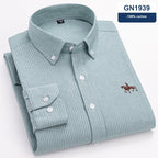 Men’s Pure Cotton Oxford Shirt – Classic Casual Long Sleeve Button-Down Top