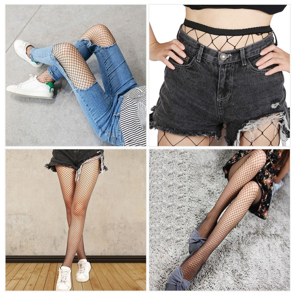 Women’s Sexy Fishnet Tights – High Waist Stretchy Mesh Pantyhose with Hollow Out Design