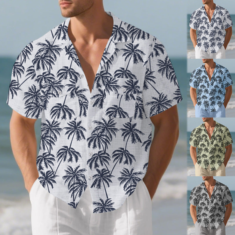 Men’s European & American Beach Shirt – Casual Short Sleeve Summer Top