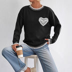Women’s Color Contrast Patchwork Pullover Sweater – Loose Knit Casual Winter Top